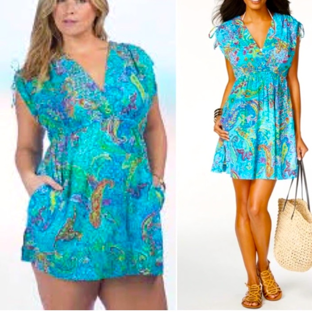 Lauren Ralph Lauren Turquoise Paisley Swim Cover-Up NWT